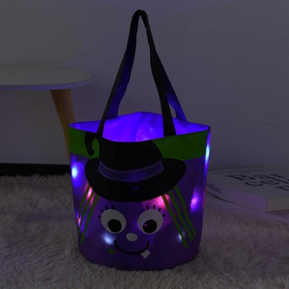 Halloween Candy Bucket with LED Lights Trick or Treat Bags for Kids and Adults Halloween Basket Reusable Night Light Pumpkin Candy Baskets Tote Bags for Kids Party Supplies Gifts