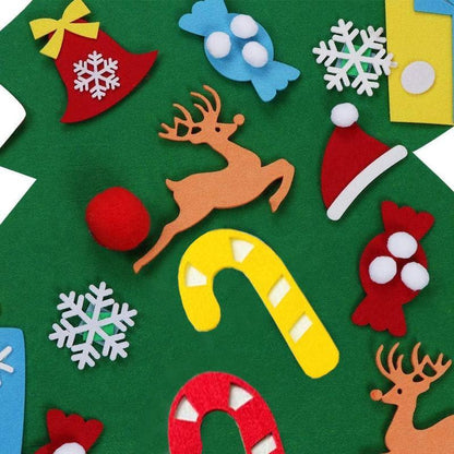 Felt Artificial Christmas Tree Set - Christmas Decorations 2025 with 26 Detachable Ornaments & LED Lights | DIY Wall Hanging Kit for Kids, Home Party Gift
